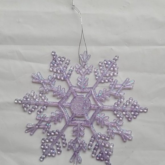 10 Large 3-1/2" Special Edition Pink Snowflake Christmas Tree Ornaments - Picture 4 of 12